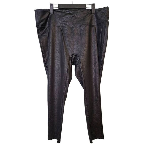 All Worthy black " looks like leather" ankle length leggings. Size 2X. - Picture 1 of 5